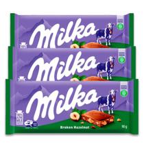 Chocolate Milka Broken Hazelnut Kit 3 Barras de 90g Chocolate Milka Broken Hazelnut Kit 3 Barras de 90g