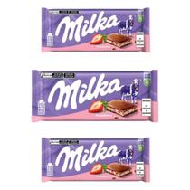 Chocolate Milka Morango Barra Kit Com 3 Unidades De 100G
