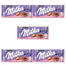 Chocolate Milka Morango Barra Kit com 5 Unidades de 100g