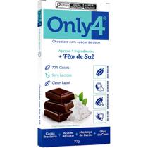 Chocolate Only4 com Flor de Sal Tudo Zero Leite 70g - Vegano