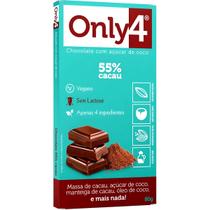 Chocolate Only4 Puro 55% Cacau Tudo Zero Leite 80g - Vegano Chocolate Only4 Puro 55% Cacau Tudo Zero Leite 80g - Vegano