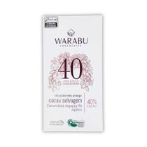 Chocolate Organico 40% Cacau Selvagem Warabu 70g