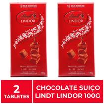 Chocolate Suíço ao Leite, Lindt Lindor, 2 Tabletes de 100g Chocolate Suíço ao Leite, Lindt Lindor, 2 Tabletes de 100g