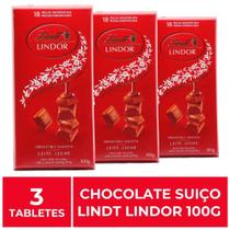 Chocolate Suíço ao Leite, Lindt Lindor, 3 Tabletes de 100g