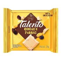 Chocolate Talento Cereais e Uvas Passas Branco 25g Embalagem com 15 Unidades Chocolate Talento Cereais e Uvas Passas Branco 25g Embalagem com 15 Unidades