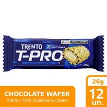 Chocolate trento wafer t-pro cookies e cream com whay protein 12x26g