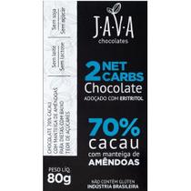 Chocolate Vegano 70% Low Carb Eritritol Java 80g Caixa Com 6