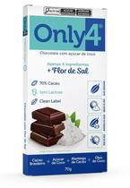 Chocolate Vegano Only4 70% Cacau com Flor de Sal 70g 6 Un Chocolate Vegano Only4 70% Cacau com Flor de Sal 70g 6 Un