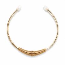Choker Aro com Detalhe Mola Alumínio Dourado Ponteiras de Resina Choker Aro com Detalhe Mola Alumínio Dourado Ponteiras de Resina