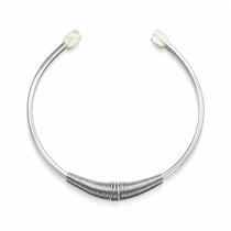 Choker Aro com Detalhe Mola Alumínio Prateado Ponteiras de Resina Choker Aro com Detalhe Mola Alumínio Prateado Ponteiras de Resina