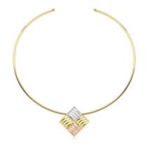 Choker Aro com Pingente Três Cores Folheada a Ouro 18k