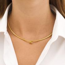 Choker aro liso fecho anzol banhada inoxidável