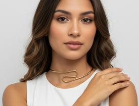 Choker Aro Organico Ajustável Orel - Folheado - Dourado e Prata - Antialergico