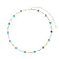 Choker atena olho grego pérolas folheada a ouro 18k