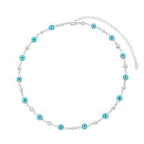 Choker atena olho grego pérolas folheada em ródio branco Choker atena olho grego pérolas folheada em ródio branco