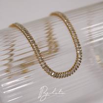 Choker baguete cristal dourado