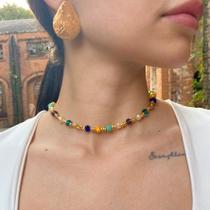 Choker Boho em Cristais e Pérola - Cores Variadas