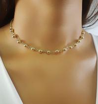 Choker Bolas Lisas com Elo Português Banhado a Ouro Choker Bolas Lisas com Elo Português Banhado a Ouro