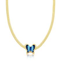 Choker Borboleta em Fita Diamantada Revestida em Ouro Choker Borboleta em Fita Diamantada Revestida em Ouro