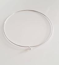 Choker Colar Aro rigido 39cm banhado prata