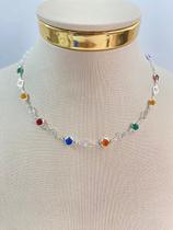 Choker Colar Banho Prata 925 Semijoia com 50 Milésimos de Camada e Verniz Italiano - 1 Unidade - Medida 40cm