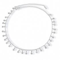 Choker Colar Estrelas Lisas Banhado a Prata Semijoia