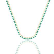 Choker Com Bolinhas Verdes E Detalhes Folheado A Ouro 18K Choker Com Bolinhas Verdes E Detalhes Folheado A Ouro 18K