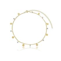 Choker com pontos de luz e medalhas lisas banhada a ouro