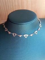 Choker Corações Prata