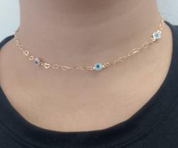 Choker coracoes vazados/olho grego