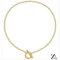 Choker Corrente Elo Portugês com Detalhes em Micro Ziircônia no fecho T Choker Corrente Elo Portugês com Detalhes em Micro Ziircônia no fecho T