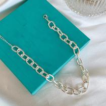Choker corrente elos banhada a prata