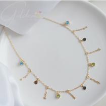 Choker Correntes e Pedras Coloridas - Semijoia