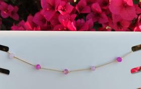 Choker Cristais Rosa Banhada a Ouro 18k Ref.41035