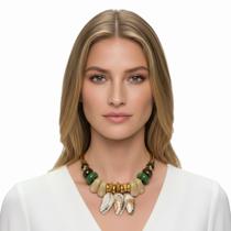 Choker curto em bolas resinadas e pingente ZAMAC CX-9659 Choker curto em bolas resinadas e pingente ZAMAC CX-9659