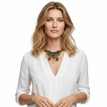 Choker curto em bolas resinadas e pingente ZAMAC CX-9869 Choker curto em bolas resinadas e pingente ZAMAC CX-9869