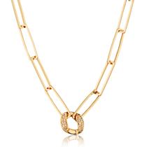 Choker de Corrente com Elo Cravejado em Zircônias Banhado a Ouro 18k