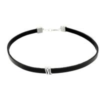 Choker de Couro VL Revestido em Prata Choker de Couro VL Revestido em Prata