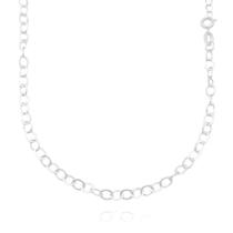 Choker de Prata 925 50cm Colar Elos Arredondados Fino Banhado a Prata