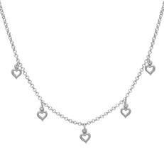 Choker De Prata Com 5 Corações Mini Vazado 10cm Alongador