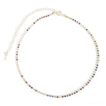 Choker de Strass Coloridos com Extensor Banhado a Ouro 18k