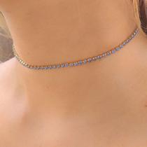 Choker De Strass ul Medio Folheado A Ouro18K Choker De Strass ul Medio Folheado A Ouro18K