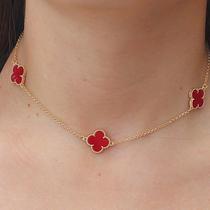 Choker De Trevo Banhada A Ouro Vermelha Choker De Trevo Banhada A Ouro Vermelha