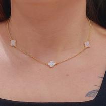 Choker De Trevo De 4 Folhas Folheado A Ouro