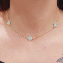 Choker De Trevo Quatro Folhas Folheado A Ouro Curta