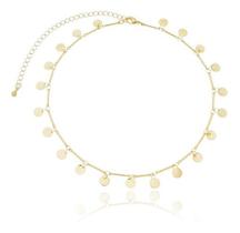 Choker Denise Corrente Fio palito com chapinhas redondas banhada em ouro 18k