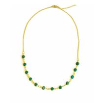 Choker Dourada em Cristais Verdes