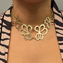 Choker Dourada Flores