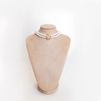 Choker dupla marina pérolas flor folheada a ouro 18k Choker dupla marina pérolas flor folheada a ouro 18k