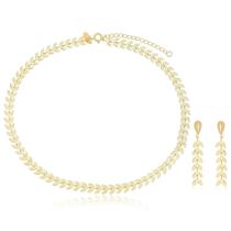 Choker e Brinco Ramo Banhado a Ouro 18k Choker e Brinco Ramo Banhado a Ouro 18k